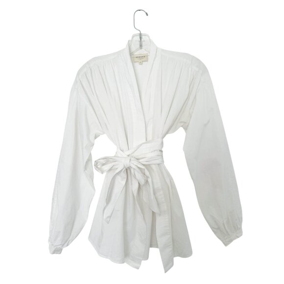 Sézane Kimono Style Tie Waist White Blouse - Picture 4 of 9